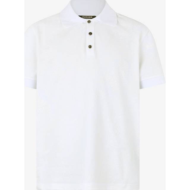 Roberto Cavalli Snake Scale-print Polo - Male T-shirts And Polos White