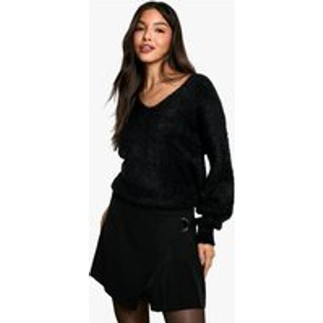 Womens Pleated Mini Skirt - Black - S