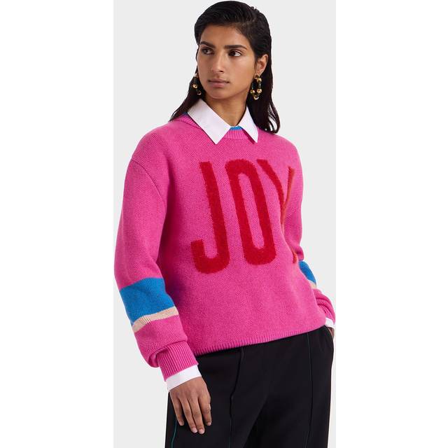 La DoubleJ Joy Sweater - Woman Knitwear Color Block Pink & Red Xs