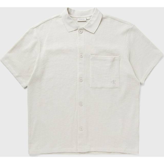 Calvin Klein – Jean – Naturvit, grov overshirt med våffelstruktur-Naturlig
