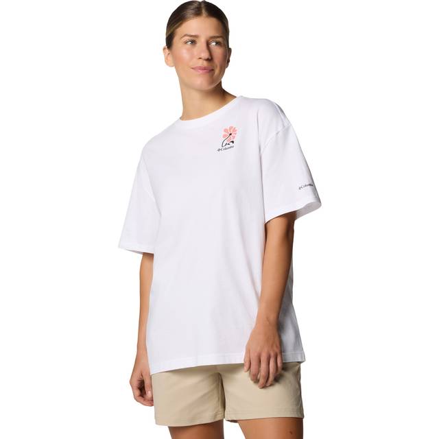 Columbia Women&#39;s Rolling Bend  Graphic Oversized T-Shirt- - White (XL)