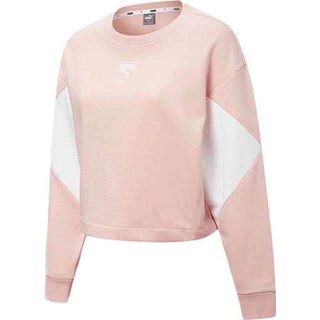 (WMNS) PUMA Rebel Crew Cropped Training Sweatshirt 'Pink White' 586520-15 - Pink/White