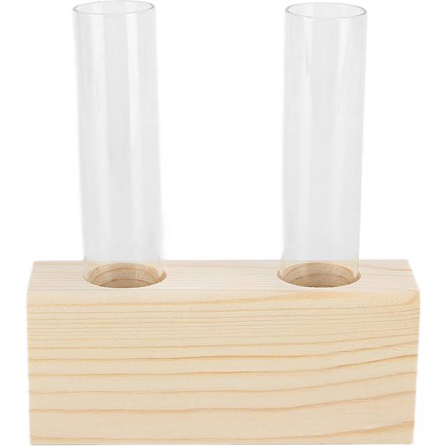 Test Tube Plant Vase Simple Tube Glass Vase Decoration Wooden Frame Hydroponic Plant Container Home