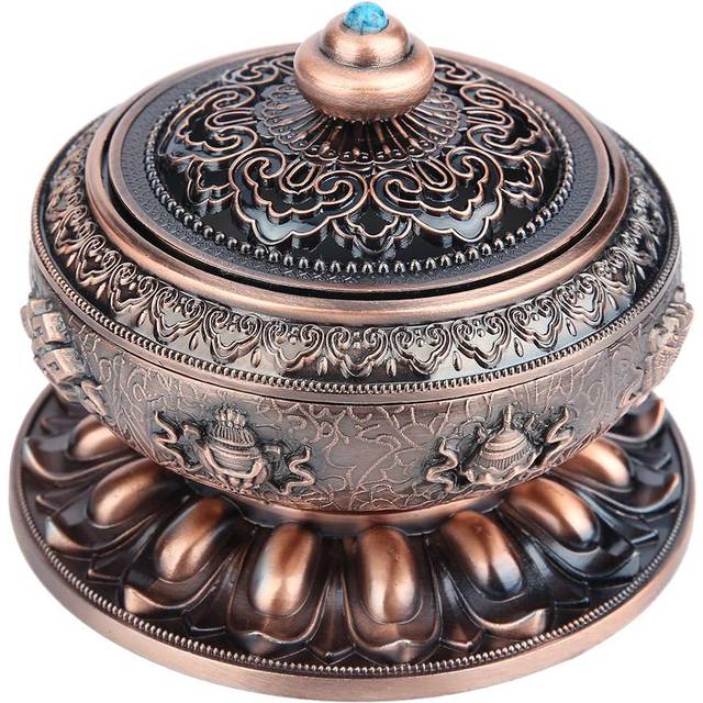Incense Burner Smoke Backflow Ceramic Glaze Censer Cone Holder Home Decoration (Red Bronze)