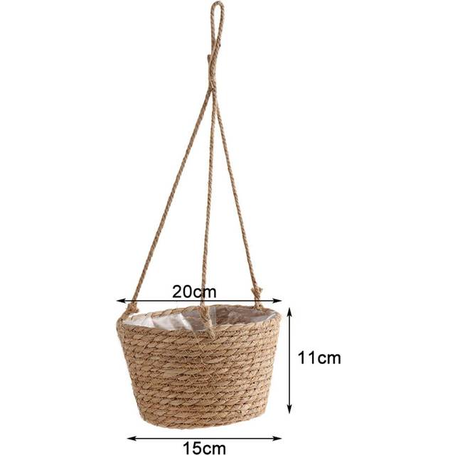Woven Flower Basket Rustic Retro Style Brown Color Decorative Multi Purpose Straw Basket for Office