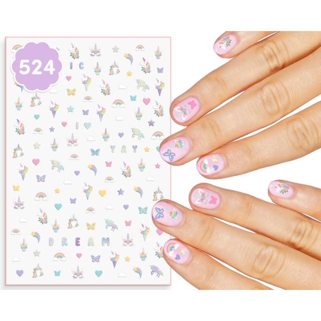 xo  Fetti Kids Unicorn Nail Stickers - 524 Decals | Birthday Girl Party Favors  DIY Home Activity  Gift  Cute Nail Transfer  Rainbow  Butterfly  Easte