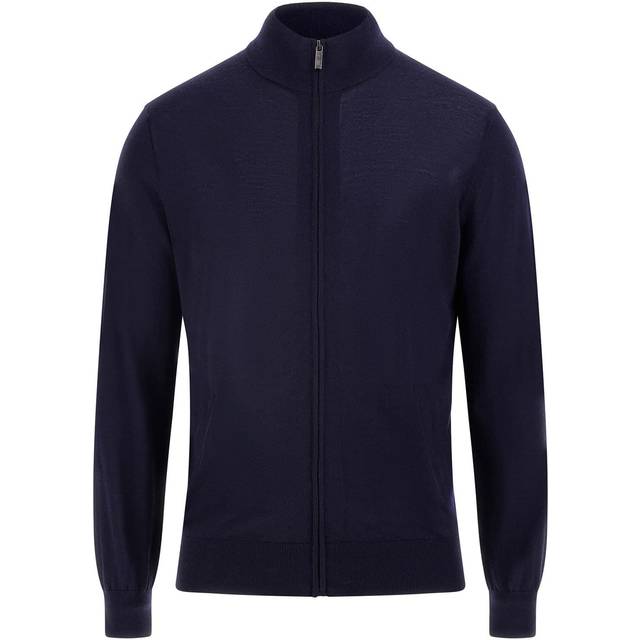 Guess Zip-Up Wool Cardigan Sweater - Blue - M