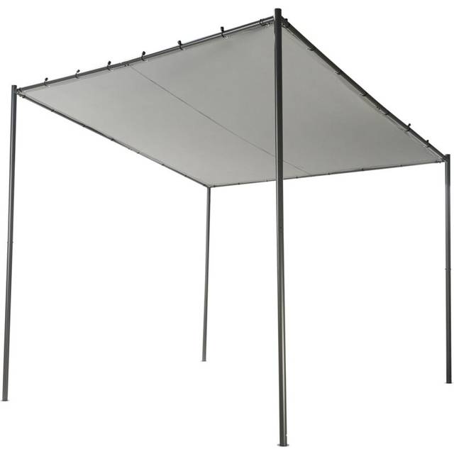 Garden Pergola Pavilion 282 x 294 cm Fabric Shade Metal Frame Grey Vimino