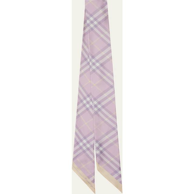 Burberry Skinny Contrast Check Silk Scarf - Dawn/Drizzle - One Size