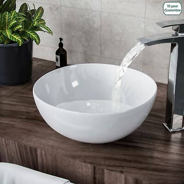Etive White 320mm Round Countertop Basin - One Size