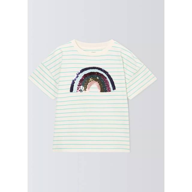 John Lewis Kids' Sequin Rainbow T-Shirt, Multi