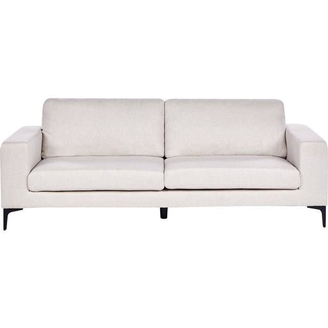 Beliani 3 Seater Fabric Sofa Beige Vadstena, Brown
