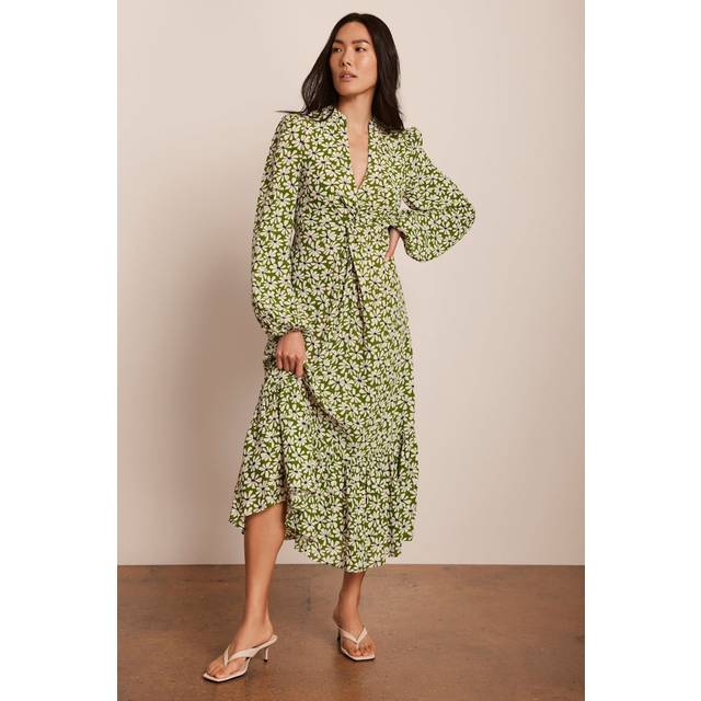 Mint Velvet Floral Print Midi Dress, Green