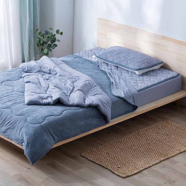 Iris Ohyama Night sweat smooth fitted single Rubber all around that clean antibacterial and odor ultra cool to the summer bed bed blue sheet, blue