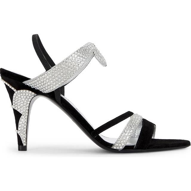 Valentino Garavani - L'une Et L'autre 85 Crystal-embellished Suede And Leather Slingback Sandals - Silver - IT 40.5