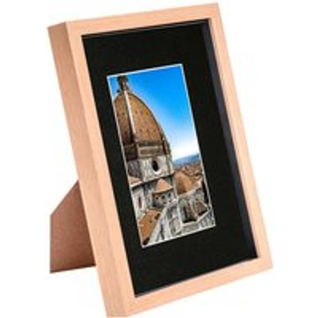 Light Wood A4 (8" x 12") 3D Shadow Box Frame with A5 Mount - Black Mount