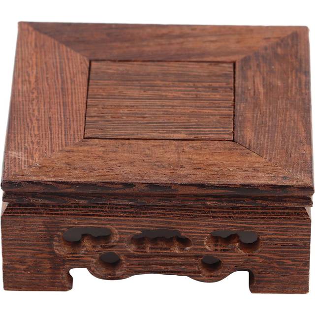 Delicate Small Square Teapot Base Vase Decoration Solid Wood Bonsai Pedestal Wooden Base(#1)