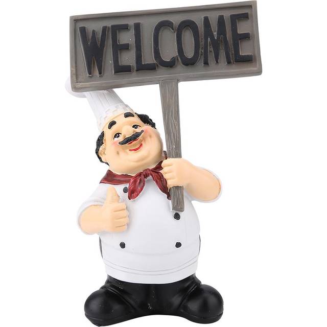 Restaurant Resin Cute Chef Figurine Miniature Statue Ornaments Welcome Board Table Decor