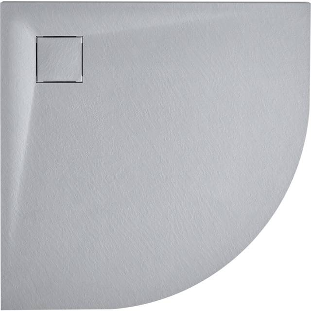 Beliani - Minimalist Shower Tray with Drain smc Natural Stone Effect Grey 80 x 80 x 3 cm Paron