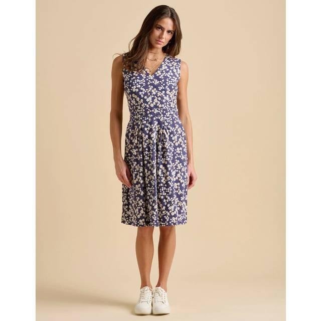 Floating Daisy Knee Length Dress - Navy - 18