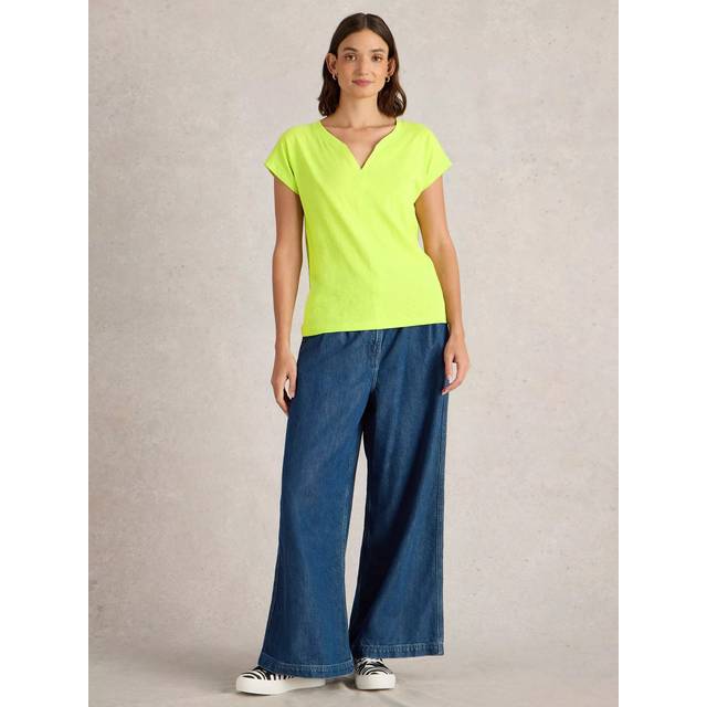 Women's White Stuff Women's Nelly Notch Neck Tee Bright Yellow - Size: 10