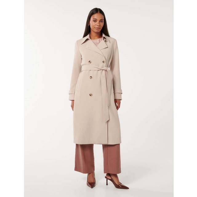 Forever New Leanne Crepe Trench Coat, Stone Taupe