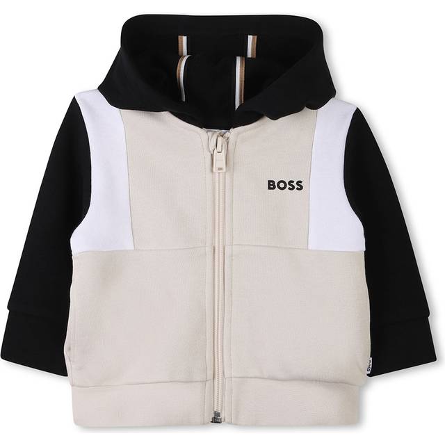 BOSS for boy. J52096 Hooded Cardigan (12meses= 74cm), Beige, Casual, Cotton, children's fashion