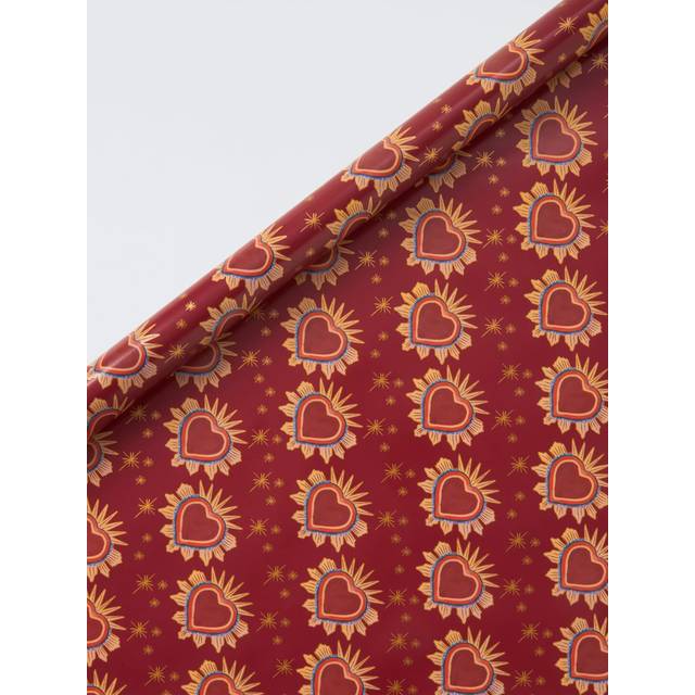 Elizabeth Scarlett Sacred Hearts Wrapping Paper, 3m, Red