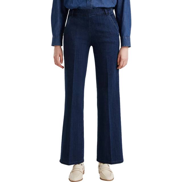 Benetton High Waist Flared Jeans, Mid Blue