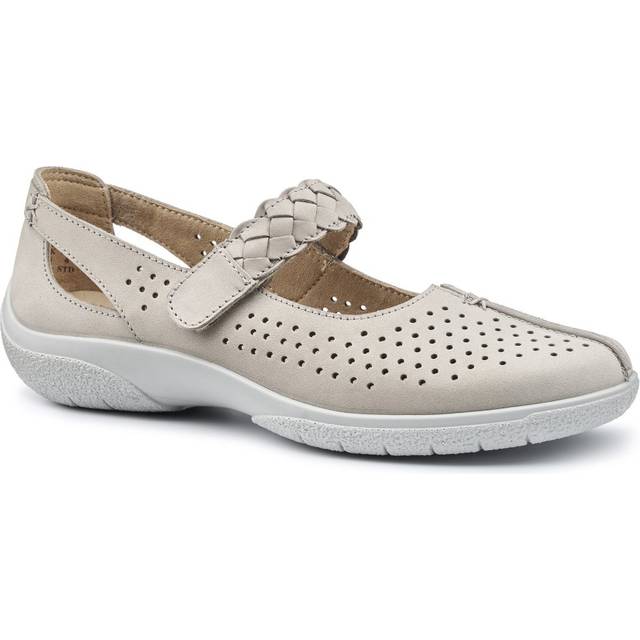 Hotter Quake II Womens Extra Wide Mary Jane Shoes Colour: Pale Grey (Beige) Nubuck, Size: 4