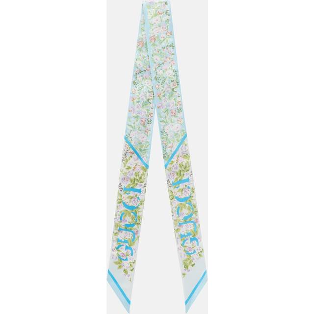 Gucci Floral silk twill scarf - blue (One Size)