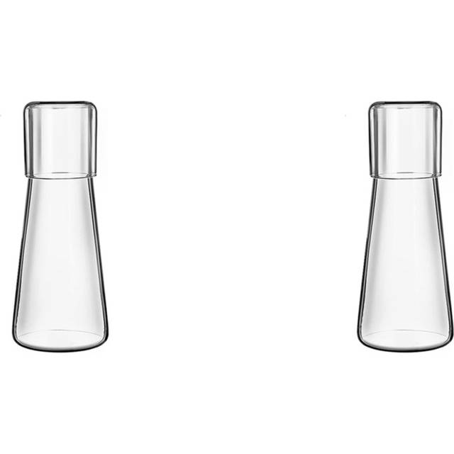 2X Clear Bedside Water Carafe Set with Tumbler Glass for Bedroom Nightstand, Night Water Carafe with Glass, with Cup Set