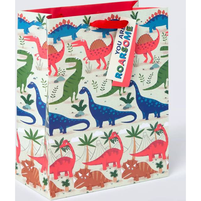 John Lewis Dinosaur Gift Bag, Multi, Medium Portrait