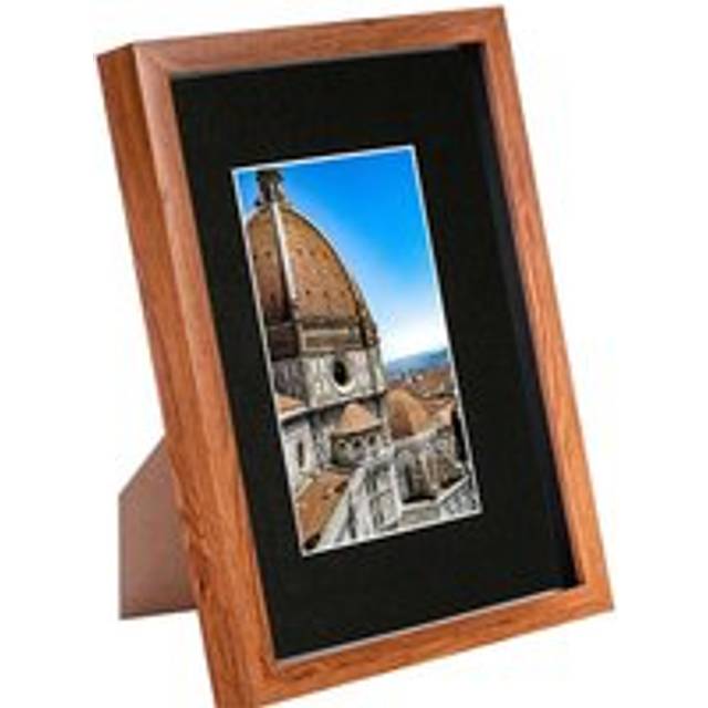 Dark Wood A4 (8" x 12") 3D Shadow Box Frame with A5 Mount - Black Mount