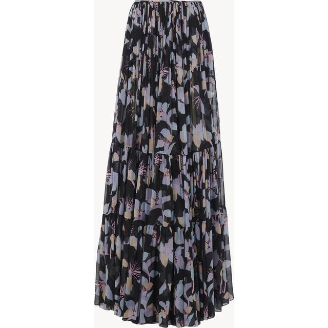 CHLOÉ Gathered maxi skirt in silk georgette Black Size 8 100% Silk