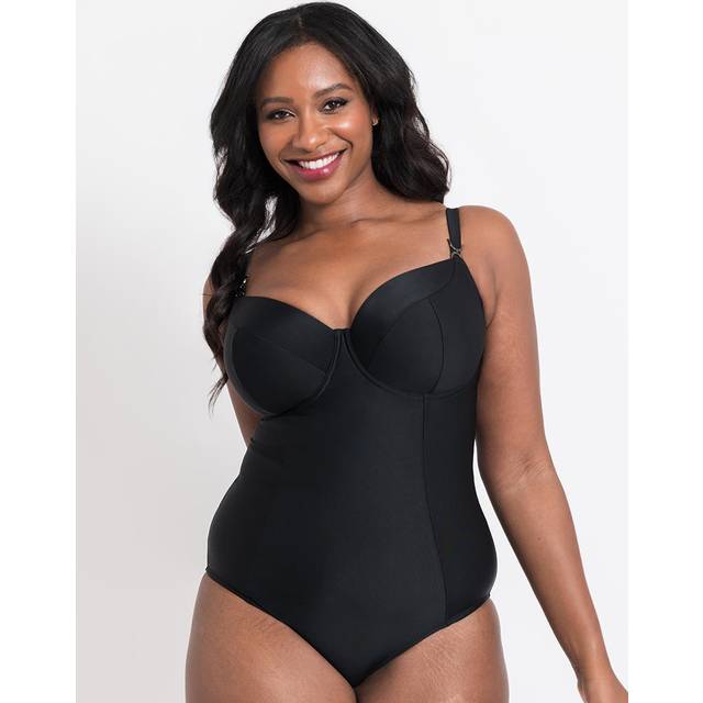 Flirtelle underwired balcony swimsuit verona womens swimwear black size f-k