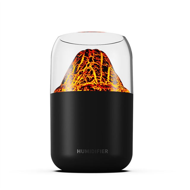 Humidifier Cool Flame Lamp Mini Silent Desktop Ambient Aromatherapy Machine Black