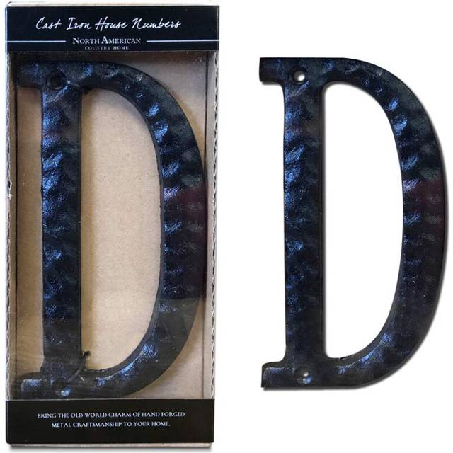 NACH House Numbers for Outside  5.5 inch Black Address Numbers for House - Letter D - Rustic Mailbox Letters and Numbers for Outside with Mounting Har