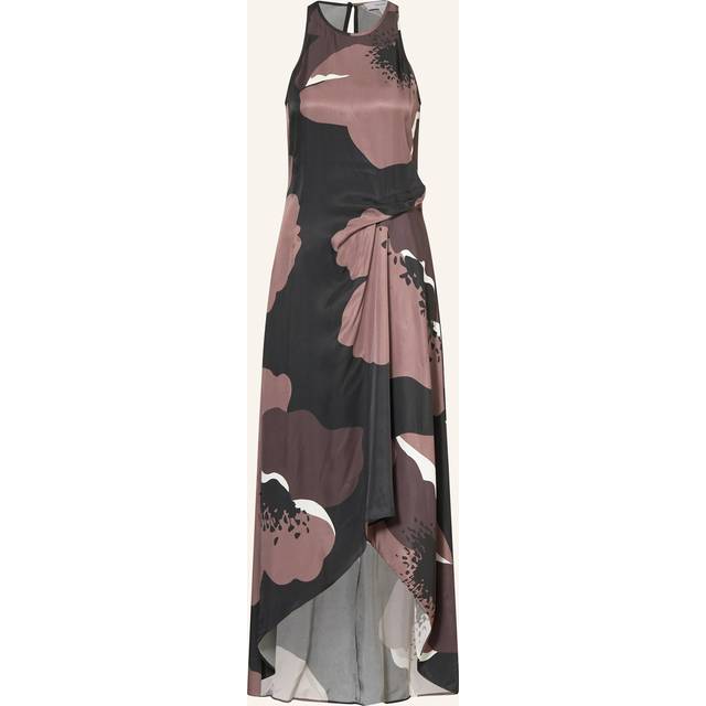 Reiss Michalie Floral Draped Flared Maxi Dress, Brown