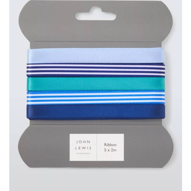 John Lewis Plain/Stripe Gift Ribbons, 2m, Pack of 5