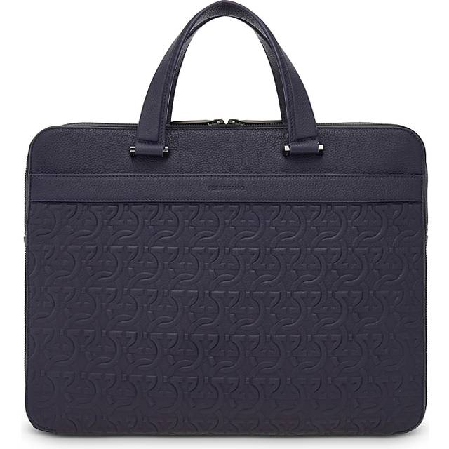 Ferragamo Men Embossed Gancini briefcase (S) Blue