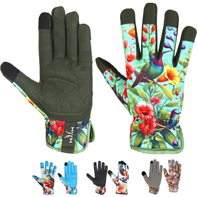 HMH Gardening Gloves for Women - Ladies Garden Gloves with Touchscreen Finger, Work Gloves for Yard, Garden, Cleaning, Camping, Landscaping, Safety