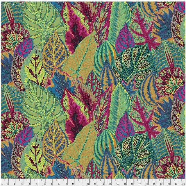 FreeSpirit Golden Autumn Leaves Woven Fabric, Green