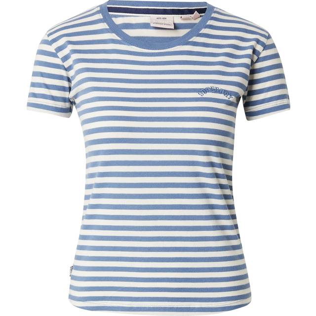 Superdry Essential Logo Stripe Pure Organic Cotton T-Shirt, Wedgewood Blue