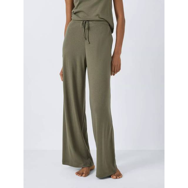John Lewis Ribbed Modal Blend Pyjama Bottoms, Khaki