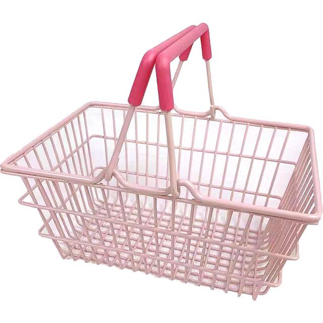Table Storage Basket Iron Sturdy Stable Healthy Oil Paint Beautiful Portable Storage Basket for