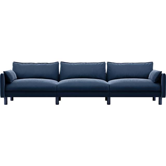 Cozmo Cozy 5 Seater Sofa, Blue Velvet Blue Piping