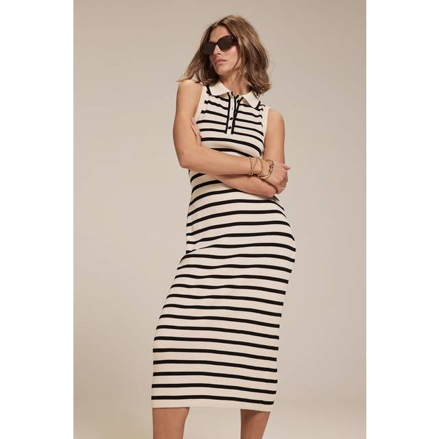 Mint Velvet Stripe Jersey Midi Dress, Natural/Multi