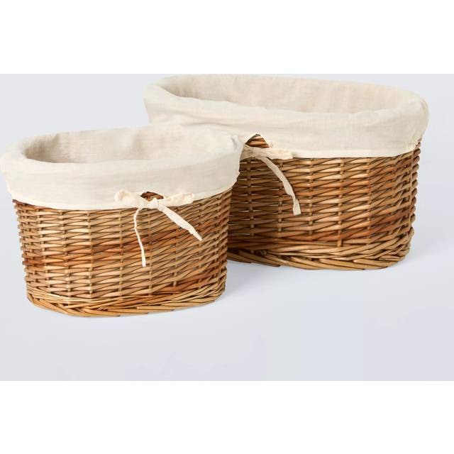 John Lewis Oval Willow Storage Basket, Natural, Set of 2