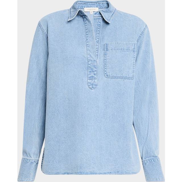 Patch-Pocket Denim Popover Shirt - STONEWASH BLUE - X-Large